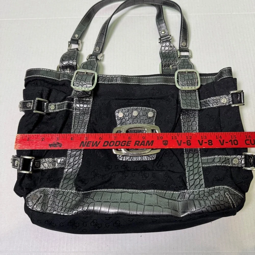 Vintage Y2K Guess Monogram Shoulder Tote Bag Rocker Glam Grunge Indie Sleaze - Picture 4 of 8